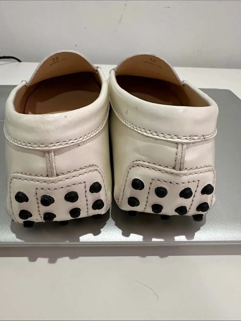 Tod's White Leather Penny Loafers